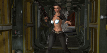 Картинка 3д+графика фантазия+ fantasy фон взгляд девушка оружие