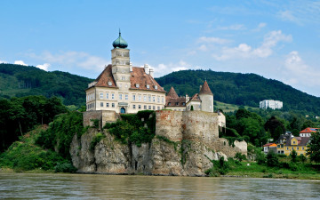 Картинка города -+дворцы +замки +крепости горы деревья лес дома замок дворец скала река wachau австрия