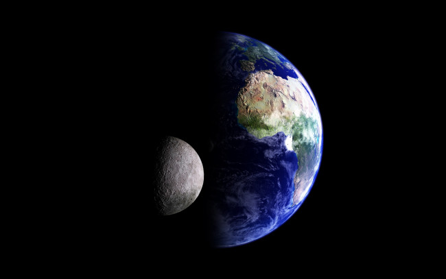 Обои картинки фото космос, земля, спутник, луна, планета
