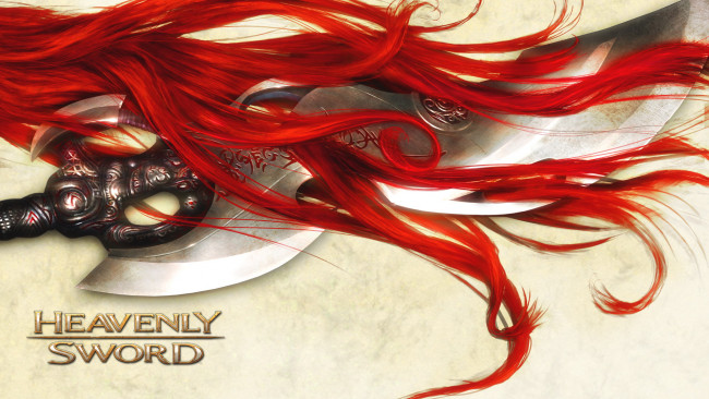 Обои картинки фото видео игры, heavenly sword, оружие, волосы