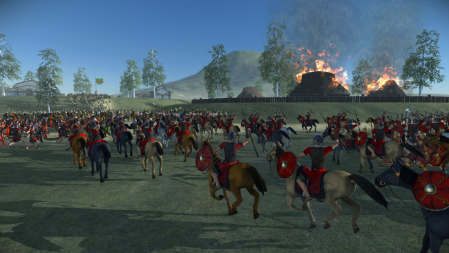 Обои картинки фото видео игры, total war,  rome remastered, армии, всадники, сражение, деревня, пожар