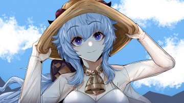 Картинка аниме genshin+impact девушка шляпа колокольчик