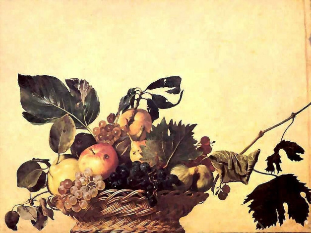 Обои картинки фото caravaggio, canestro, di, frutta, рисованные
