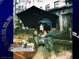 Картинка аниме steins gate девушка зонтик дождь