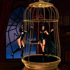 Картинка 3д графика fantasy фантазия клетка взгляд девушки