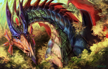 Картинка фэнтези драконы фантастика арт дракон рога взгляд цвета окрас