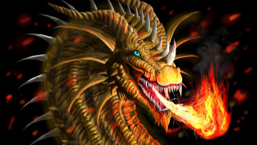Картинка фэнтези драконы арт огнедышащий дракон взгляд пасть огонь