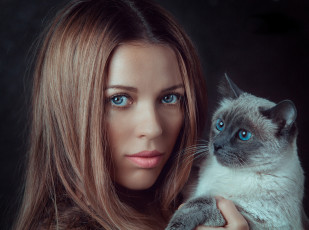 Картинка девушки -unsort+ лица +портреты кошка дама