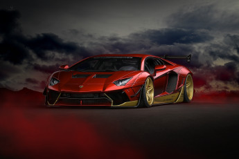 Картинка автомобили lamborghini red gold aventador lp700 4