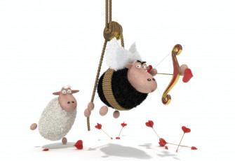 Картинка 3д графика humor юмор овечка баран амур стрелы