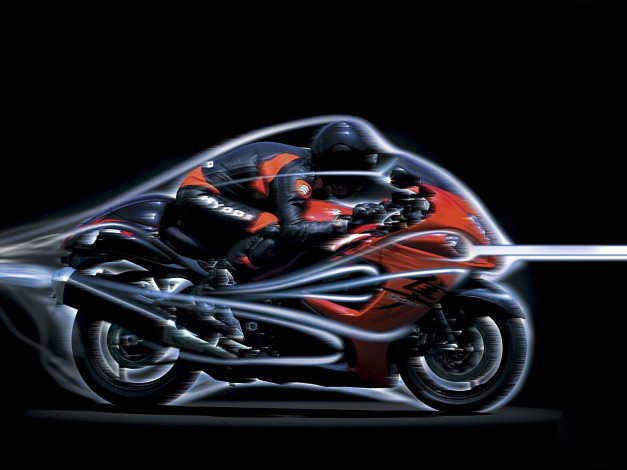 Обои картинки фото мотоциклы, 3d, тёмный, оптикаемость, скорость, гонка