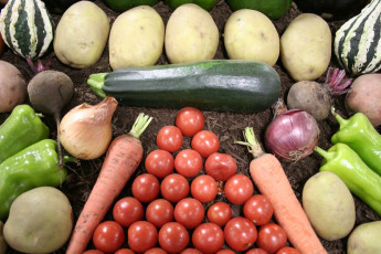 обоя еда, овощи, помидоры, перец, лук, картошка