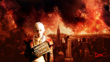 Картинка видео игры devil may cry огонь дома город