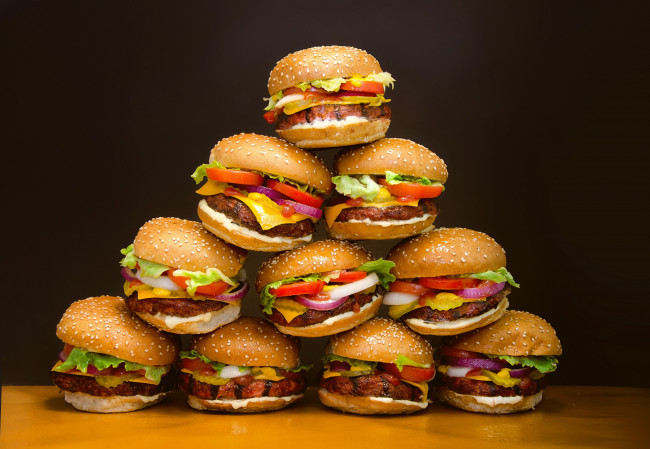 Обои картинки фото еда, бутерброды, гамбургеры, канапе, фастфуд, горка