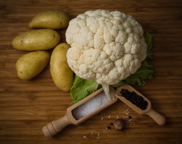 Обои картинки фото еда, овощи, соль, перец, картошка, капуста