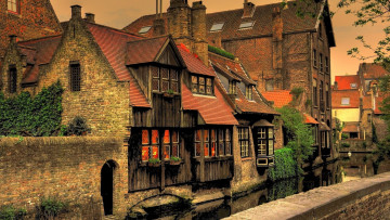 Картинка города брюгге+ бельгия старинные дома канал