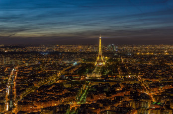 Картинка города париж+ франция панорама ночь