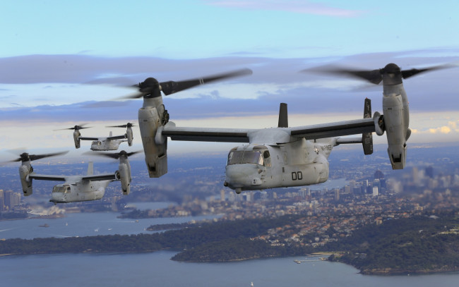 Обои картинки фото авиация, другое, полет, конвертопланы, mv-22b, osprey