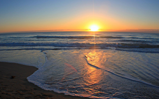 Обои картинки фото природа, восходы, закаты, пляж, море, вечер