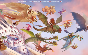 Картинка календари фэнтези calendar существо крылья полет дракон 2019