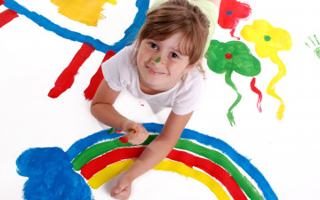 Картинка разное настроения девочка краски рисунки