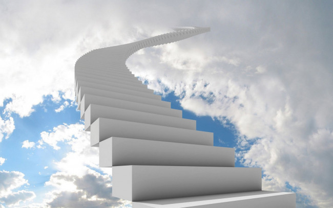 Обои картинки фото 3д графика, фантазия , fantasy, лестница, небо, облака