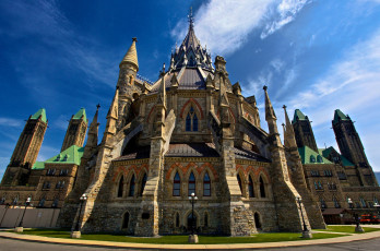 обоя парламентская, библиотека, оттава, канада, города, каменный, большой