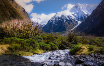 обоя природа, горы, новая, зеландия, милфорд