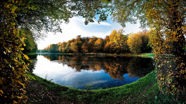 Обои картинки фото природа, реки, озера, осень, озеро, лес