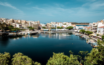 Картинка agios nikolaos crete greece города улицы площади набережные крит айос-николаос набережная лодки гавань причалы греция залив мирабелло