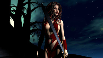 Картинка dark+sorceress 3д+графика фантазия+ fantasy фон оружие взгляд девушка