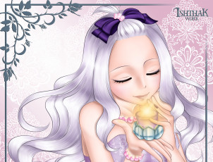 Картинка аниме fairy+tail mirajane strauss бантик свеча фон девушка взгляд