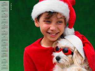 Картинка календари дети собака мальчик эмоции шапка очки