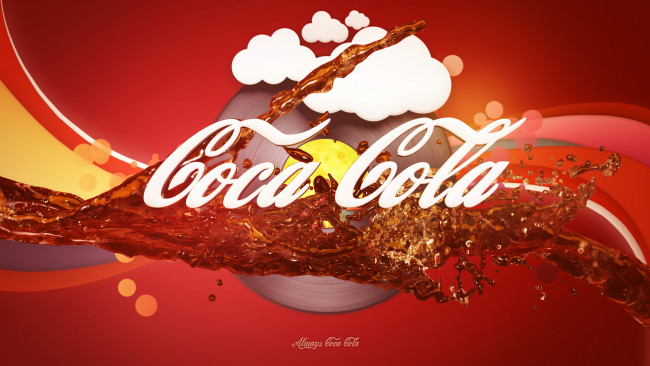 Обои картинки фото бренды, coca, cola, напиток, логотип, облака