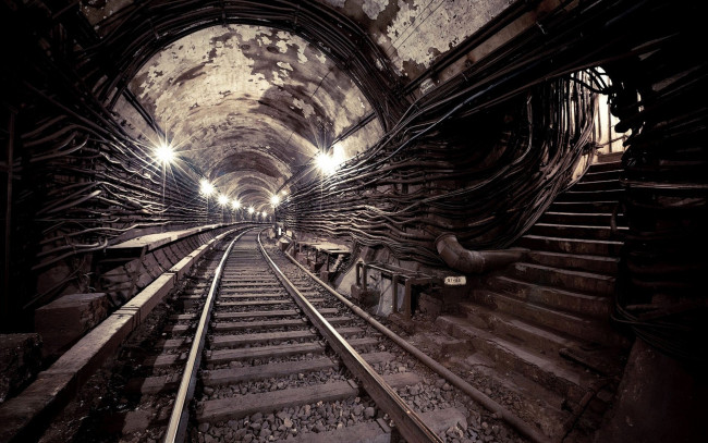 Обои картинки фото техника, метро, рельсы, тунель