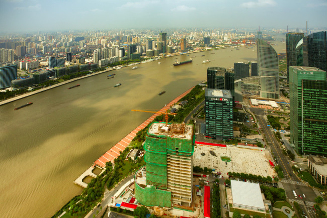Обои картинки фото города, шанхай, китай, высотные, здания, небоскрёбы, мегаполис, река