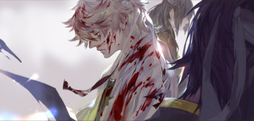 Картинка аниме gintama sakata gintoki luman арт люди кровь парень