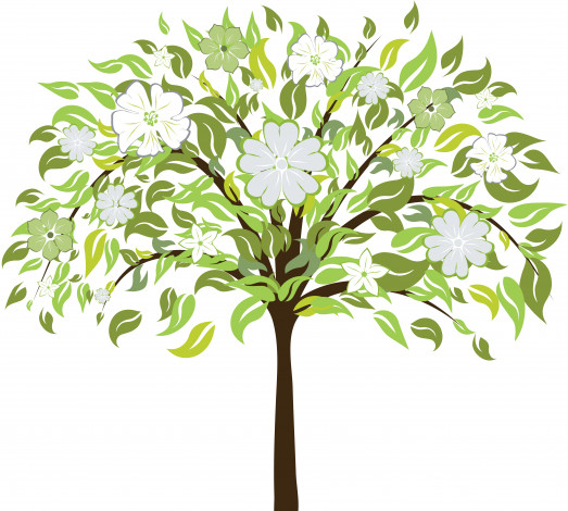 Обои картинки фото векторная графика, природа, цветы, листья, фон, дерево