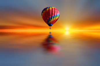 Картинка авиация воздушные+шары воздушный стиль краски озеро шар