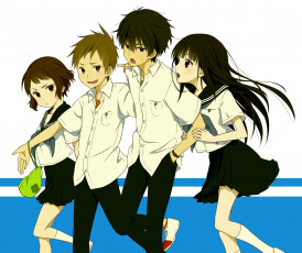 Картинка аниме hyouka персонажи школьники
