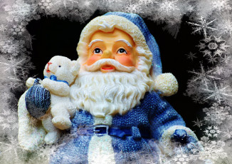 обоя праздничные, дед мороз,  санта клаус, игрушка, мягкая, мороз, дед, снежинки