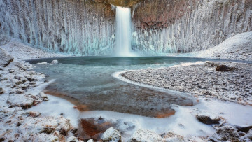 Картинка abiqua+falls +oregon +usa природа водопады озеро снег водопад лед