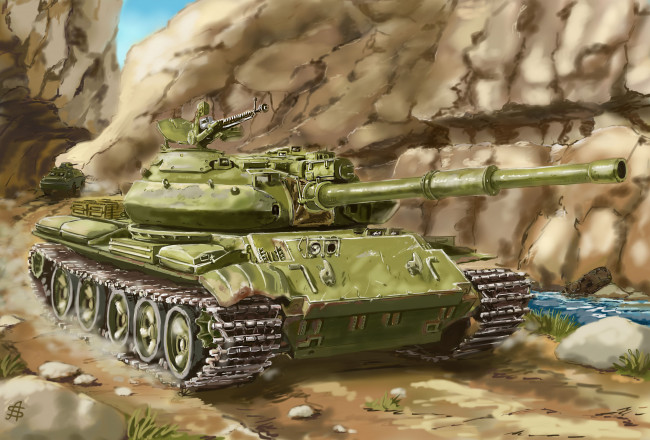 Обои картинки фото рисованное, армия, т-62м, советский, средний, танк, арт