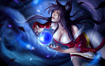 Картинка видео+игры league+of+legends девушка фон взгляд магия ahri