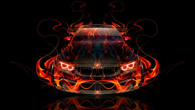 Обои картинки фото bmw m4 tuning frontup super fire abstract car 2016, автомобили, 3д, bmw, m4, tuning, frontup, super, fire, abstract, car, 2016