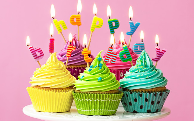 Обои картинки фото праздничные, день рождения, colours, кексы