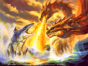 Картинка календари фэнтези дракон существо водоем вода calendar 2019