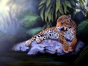 обоя рисованные, животные, ягуары, леопарды