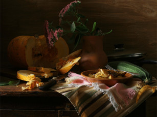 Картинка ира быкова тыква жареная на сковороде еда натюрморт