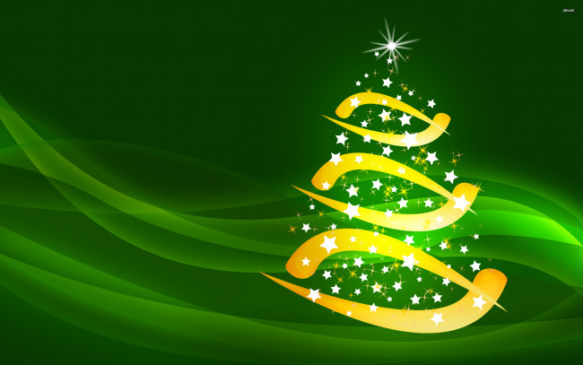 Обои картинки фото праздничные, векторная, графика, новый, год, фон, зеленый, елка